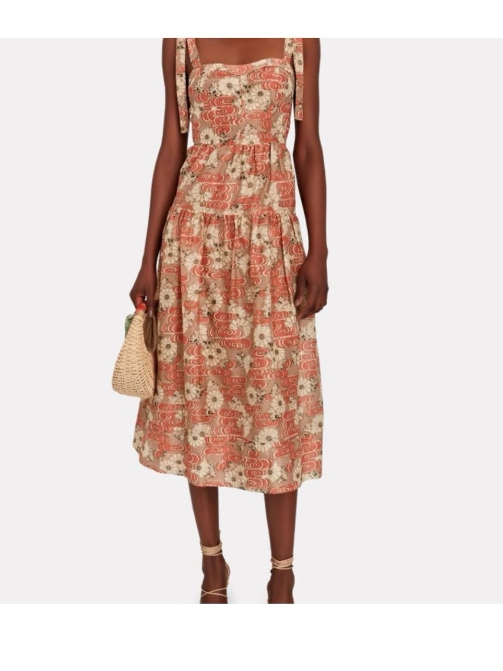 ULLA JOHNSON Terracotta Silk Blend Floral Print Minerva Size 8